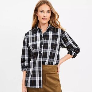 LOFT Plaid Oversized Button Down